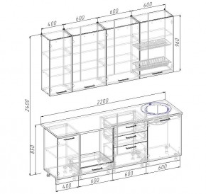 Кухонный гарнитур Руанда 2200 h950 (Стол. 26мм) в Уфе - ufa.ok-mebel.com | фото 2