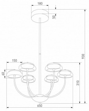 Люстра на штанге Eurosvet Fungo 50388 LED черный в Уфе - ufa.ok-mebel.com | фото 4