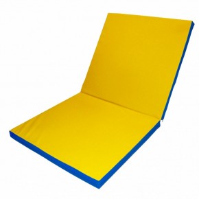 Мат гимнастический 2х1х0,1м складной цв. синий-желтый в Уфе - ufa.ok-mebel.com | фото