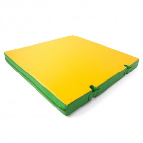 Мат гимнастический, квадратный, с вырезами под стойки. Длина 1 м, ширина 1 м, толщина 10 см зеленый-желтый   в Уфе - ufa.ok-mebel.com | фото