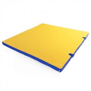 Мат гимнастический 1х1х0,08м с вырезом под стойки цв. синий-желтый в Уфе - ufa.ok-mebel.com | фото