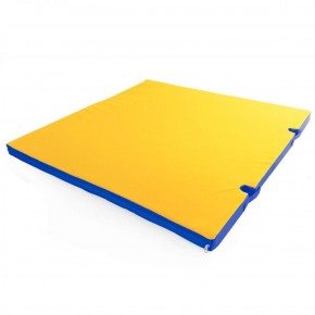 Мат гимнастический 1х1х0,05м с вырезом под стойки цв. синий-желтый в Уфе - ufa.ok-mebel.com | фото