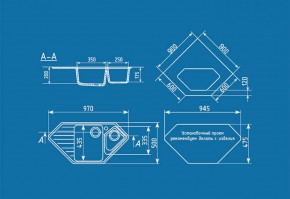 Мойка кухонная ULGRAN U-409 (970*500) в Уфе - ufa.ok-mebel.com | фото 2