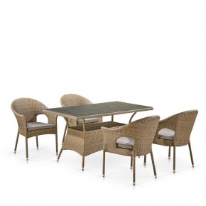 Обеденный комплект плетеной мебели T198B/Y79B-W56 Light Brown (4+1) в Уфе - ufa.ok-mebel.com | фото