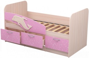 Кровать Дельфин 1,6 (Дуб молочный/фасад - Ламарти розовый) в Уфе - ufa.ok-mebel.com | фото