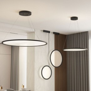 Подвесной светильник горизонтальный VEIL, 80 Вт, ?1000?В1500 мм, LED 2700-6000K, IP20, пульт Д/У (в комплекте), черный, алюминий, акрил в Уфе - ufa.ok-mebel.com | фото 5