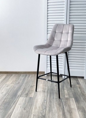Полубарный стул ХОФМАН, цвет H-09 Светло-серый, велюр / черный каркас H=63cm М-City в Уфе - ufa.ok-mebel.com | фото 2