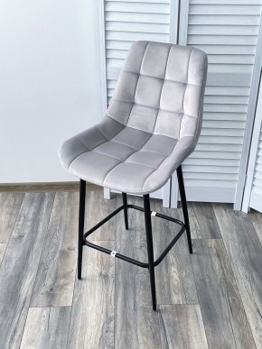 Полубарный стул ХОФМАН, цвет H-09 Светло-серый, велюр / черный каркас H=63cm М-City в Уфе - ufa.ok-mebel.com | фото 4