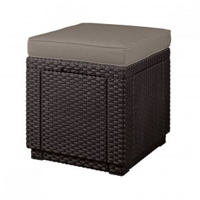 Пуфик Куб с подушкой (Cube with cushion) коричневый - серо-бежевый* в Уфе - ufa.ok-mebel.com | фото