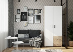 Шкаф 2-х створчатый с ящиками VICTOR (Сонома-Белый) в Уфе - ufa.ok-mebel.com | фото 3