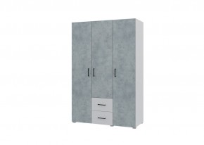 Шкаф 3-х створчатый с ящиками VICTOR (Белый-Бетон) в Уфе - ufa.ok-mebel.com | фото