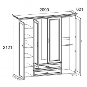 Шкаф 4D2S Z, TIFFANY, цвет вудлайн кремовый в Уфе - ufa.ok-mebel.com | фото 1