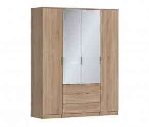 Шкаф 4х дверный с зеркалами Николь СБ-2595/1 (Дуб Сонома) в Уфе - ufa.ok-mebel.com | фото