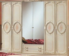 Шкаф 6-и дверный с зеркалами (01.146) Роза (беж) в Уфе - ufa.ok-mebel.com | фото