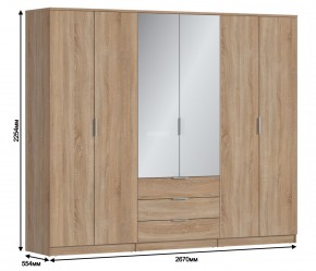 Шкаф 6-ти дверный Николь СБ-2593/1 (Дуб Сонома) в Уфе - ufa.ok-mebel.com | фото 3