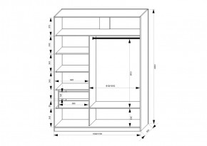 Шкаф-купе 1500 серии NEW CLASSIC K2+K2+B2+PL2(2 ящика+1 штанга+1 полка) профиль «Капучино» в Уфе - ufa.ok-mebel.com | фото 3