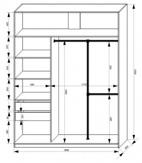 Шкаф-купе 1800 серии SOFT D8+D2+B2+PL4 (2 ящика+F обр.штанга) профиль «Графит» в Уфе - ufa.ok-mebel.com | фото 3