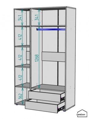 Шкаф Linnea MHR-3-2 2050х1200х510 (ДВ-М 11.1.25) в Уфе - ufa.ok-mebel.com | фото 3