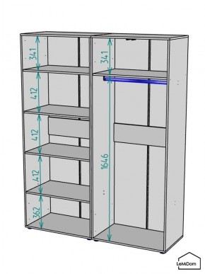 Шкаф Linnea MHR-4-1 2050х1600х510 (Белый-М 11.1.2) в Уфе - ufa.ok-mebel.com | фото 3