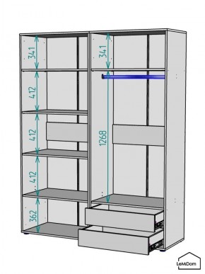 Шкаф Linnea MHR-4-2 2050х1600х510 (ДВ-М 11.1.25) в Уфе - ufa.ok-mebel.com | фото 3