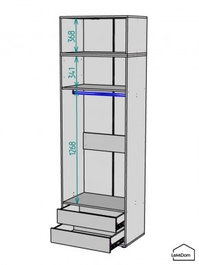 Шкаф с антресолью Linnea MHR-2A-3 2450х800х510 (Графит-М 11.1.25) в Уфе - ufa.ok-mebel.com | фото 3