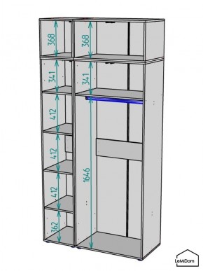 Шкаф с антресолью Linnea MHR-3A-1 2450х1200х510 (Графит-М 11.1.25) в Уфе - ufa.ok-mebel.com | фото 3