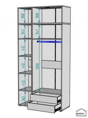 Шкаф с антресолью Linnea MHR-3A-2 2450х1200х510 (ДВ-М 11.1.25) в Уфе - ufa.ok-mebel.com | фото 3