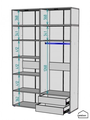 Шкаф с антресолью Linnea MHR-4A-2 2450х1600х510 (Графит-М 11.1.25) в Уфе - ufa.ok-mebel.com | фото 3