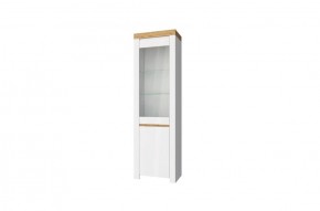 Шкаф с витриной  1V1D, TAURUS, цвет белый/дуб вотан в Уфе - ufa.ok-mebel.com | фото