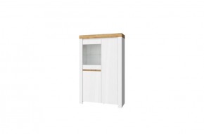 Шкаф с витриной 1V2D, TAURUS, цвет белый/дуб вотан в Уфе - ufa.ok-mebel.com | фото 1