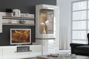Шкаф с витриной 3D/TYP 01L, LINATE ,цвет белый/сонома трюфель в Уфе - ufa.ok-mebel.com | фото 6