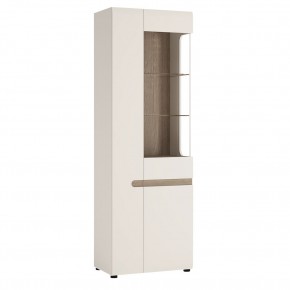 Шкаф с витриной 3D/TYP 01P, LINATE ,цвет белый/сонома трюфель в Уфе - ufa.ok-mebel.com | фото 1