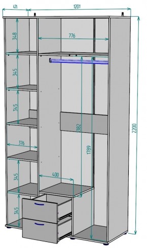 Шкаф с зеркалом Ольга H54_M в Уфе - ufa.ok-mebel.com | фото 2