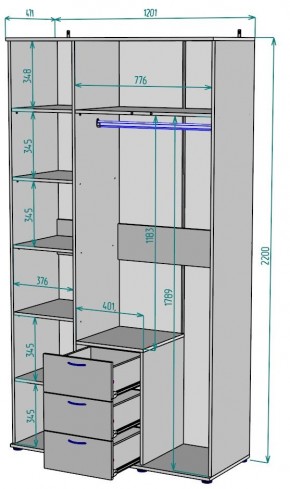 Шкаф с зеркалом Ольга H57_M в Уфе - ufa.ok-mebel.com | фото 2