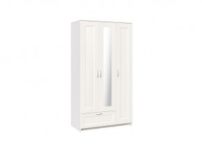 Шкаф СИРИУС трёхдверный белый с одним выдвижным ящиком и зеркалом в Уфе - ufa.ok-mebel.com | фото