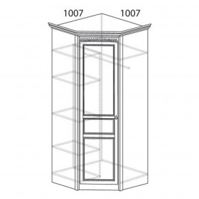 Шкаф угловой №183 "Лючия" Фасад зеркало (Угол 1007*1007) Дуб оксфорд в Уфе - ufa.ok-mebel.com | фото 2