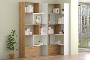 Стеллаж раздвижной (ЛДСП дуб крафт золотой/белый) в Уфе - ufa.ok-mebel.com | фото 2