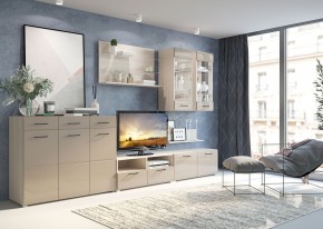 Стенка НЕНСИ 3 (Ясень Шимо светлый/Капучино глянец) в Уфе - ufa.ok-mebel.com | фото 2