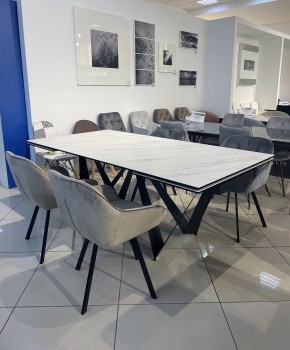 Стол RIETI 200 KL-99 Белый мрамор матовый, итальянская керамика / черный каркас, ®DISAUR в Уфе - ufa.ok-mebel.com | фото 3