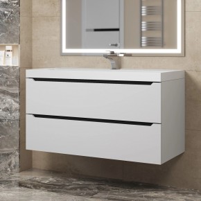 Тумба под раковину Uperwood Tanos 100 см, подвесная, белая/графит в Уфе - ufa.ok-mebel.com | фото