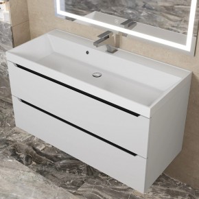 Тумба под раковину Uperwood Tanos 100 см, подвесная, белая/графит в Уфе - ufa.ok-mebel.com | фото 10