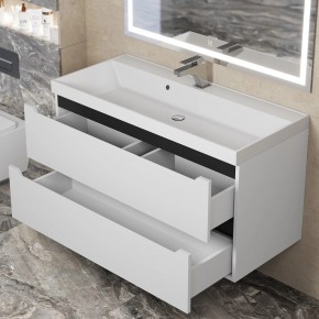 Тумба под раковину Uperwood Tanos 100 см, подвесная, белая/графит в Уфе - ufa.ok-mebel.com | фото 9