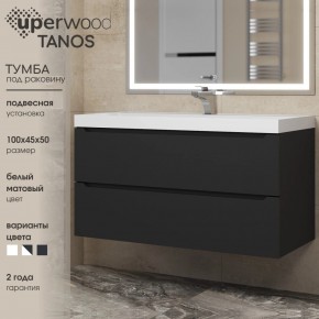 Тумба под раковину Uperwood Tanos 100 см, подвесная, черная матовая в Уфе - ufa.ok-mebel.com | фото 3