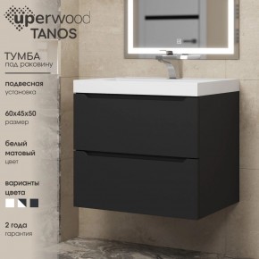 Тумба под раковину Uperwood Tanos 60 см, подвесная, черная матовая в Уфе - ufa.ok-mebel.com | фото 3