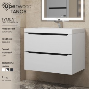 Тумба под раковину Uperwood Tanos 70 см, подвесная, белая/графит в Уфе - ufa.ok-mebel.com | фото 3