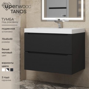 Тумба под раковину Uperwood Tanos 70 см, подвесная, черная матовая в Уфе - ufa.ok-mebel.com | фото 3