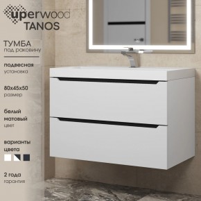 Тумба под раковину Uperwood Tanos 80 см, подвесная, белая/графит в Уфе - ufa.ok-mebel.com | фото 3