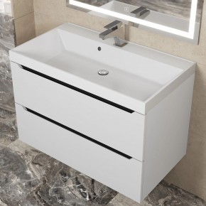 Тумба под раковину Uperwood Tanos 80 см, подвесная, белая/графит в Уфе - ufa.ok-mebel.com | фото 8