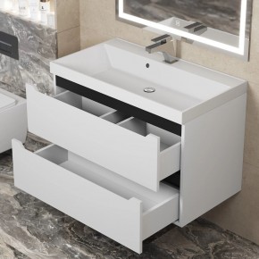 Тумба под раковину Uperwood Tanos 80 см, подвесная, белая/графит в Уфе - ufa.ok-mebel.com | фото 9