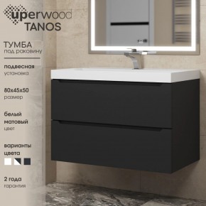 Тумба под раковину Uperwood Tanos 80 см, подвесная, черная матовая в Уфе - ufa.ok-mebel.com | фото 3